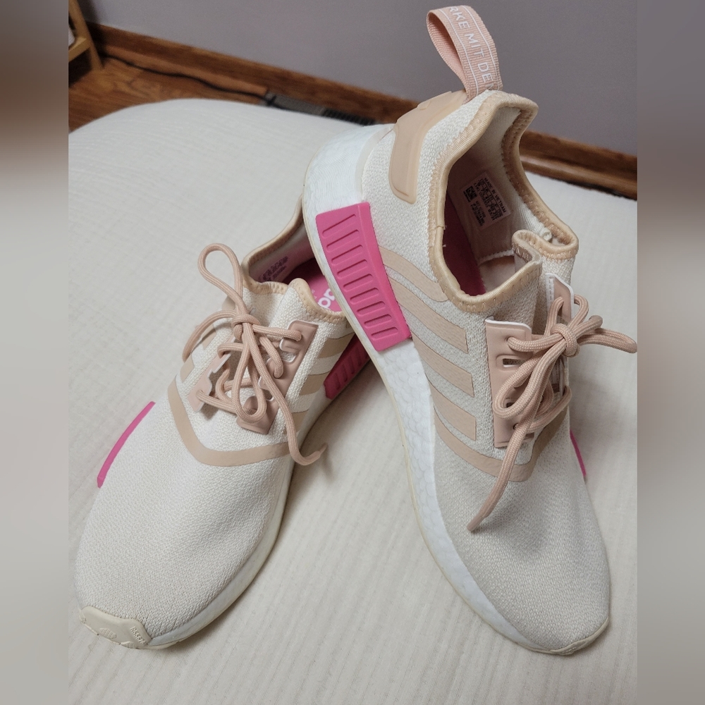 Adidas Women's NMD Cream and Pink Sneakers US Size 9 Barbiecore